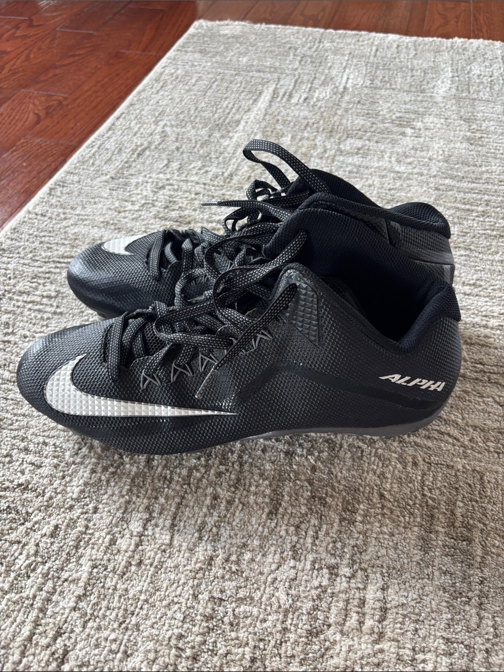 Nike Black and White Alpha Football Cleats